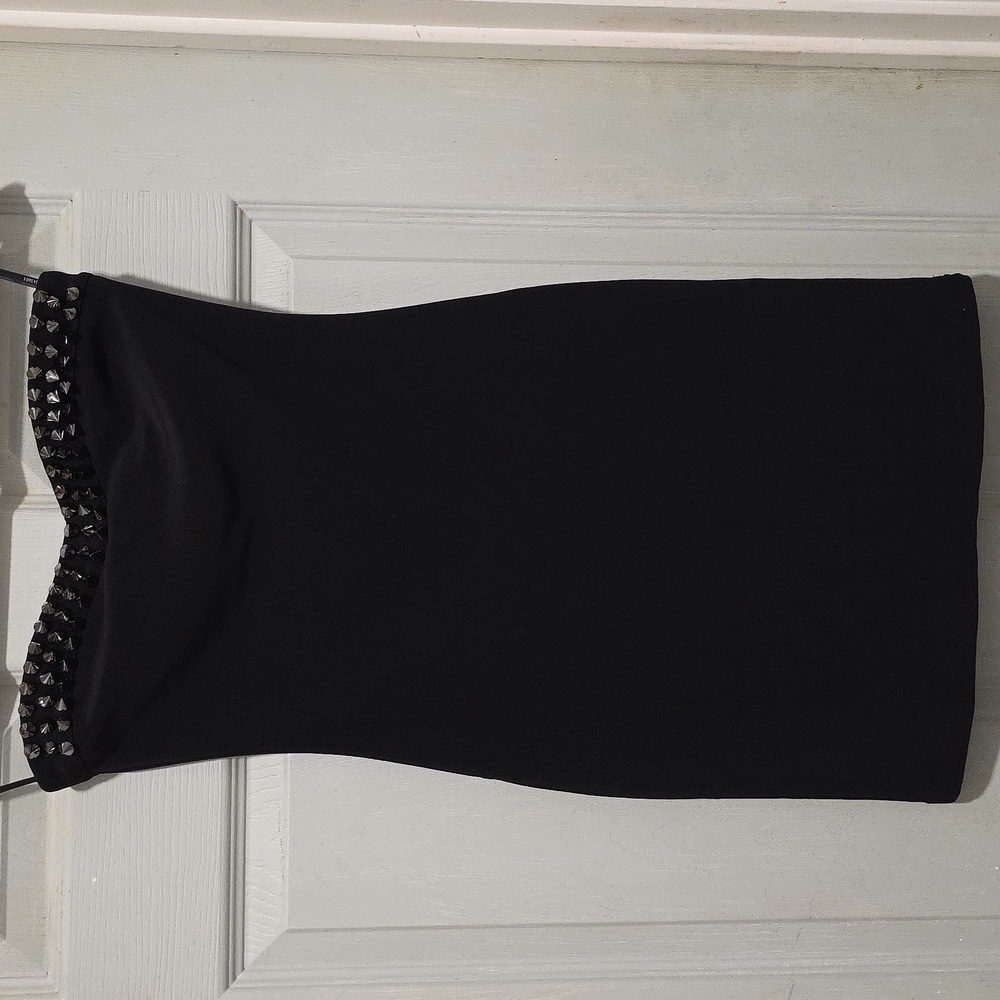 Forever 21 Silver Gunmetal studded strapless mini dress